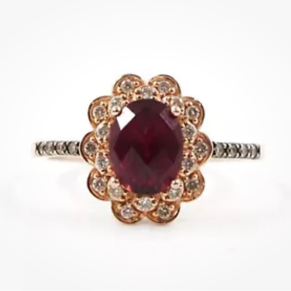 SOLD $3800 LeVian Natural Rhodolite Garnet Ring 1/4 ct tw Diamonds 14K Rose
